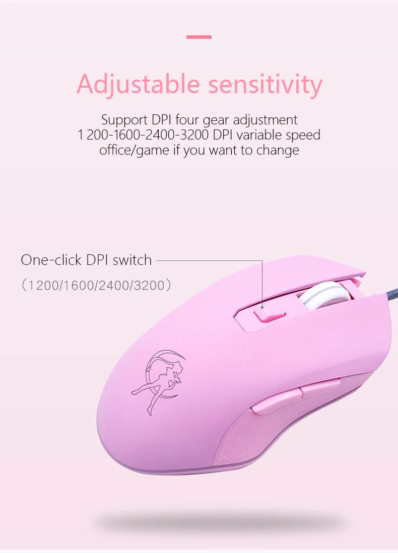 UTHAI DB49 Wired luminous pink mouse 1600 (dpi) computer accessories peripheral cute girl girl gaming mouse