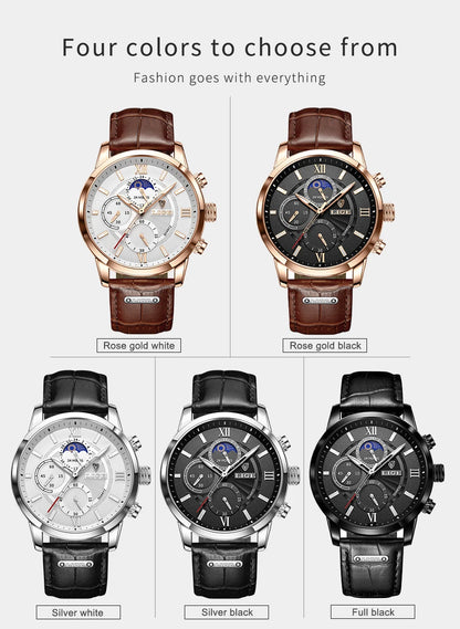 2025 New Mens Watches LIGE Top Brand Luxury Leather Casual Quartz Watch Men's Sport Waterproof Clock Watch Relogio Masculino+Box