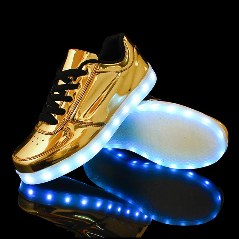 Men's Shoes Glowing Light LED Women Spring Fashion Casual Sport Lamp Party Golden Silver Boots Luminous Dancing Flats Sneakers