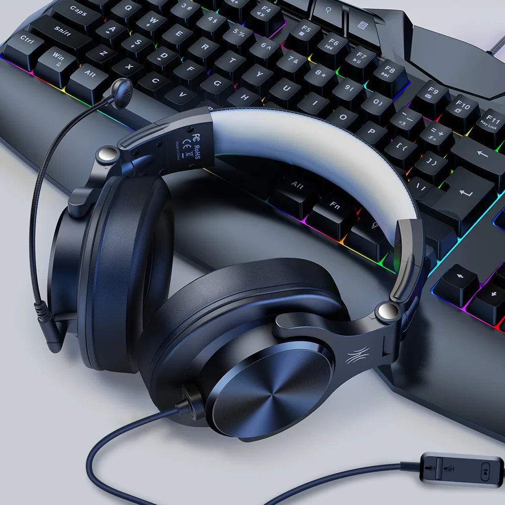 Oneodio – casque gaming de jeu filaire 3.5mm sur l'oreille avec Microphone détachable pour PC, ordinateur, PS4, Xbox ecouteurs avec fil gamer