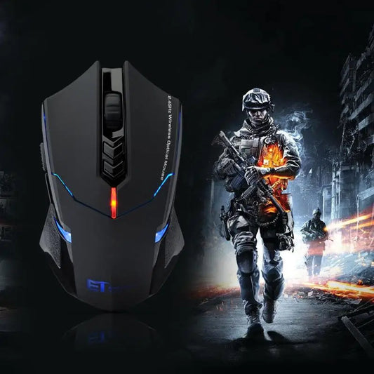 Rato Gaming Sem Fios ET X-08 2000DPI Ajustável, 7 Botões, 2.4G, Rato Gaming Profissional Sem Fios para Jogador, Silencioso, com LED, para PC