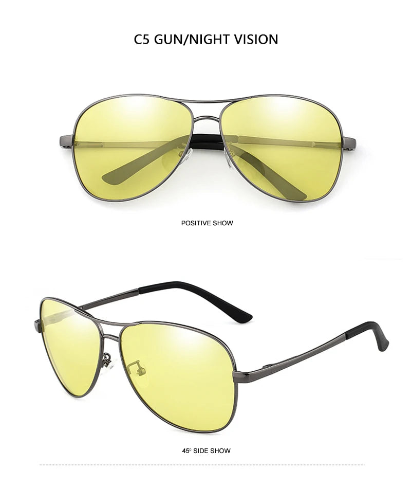 Classic Pilot Photochromic Sunglasses Men Women Fashion Chameleon Polarized Sun Glasses Male Driving Change Color Night Vision