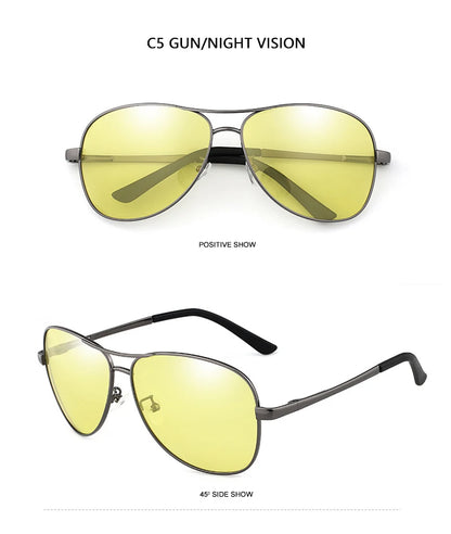 Classic Pilot Photochromic Sunglasses Men Women Fashion Chameleon Polarized Sun Glasses Male Driving Change Color Night Vision
