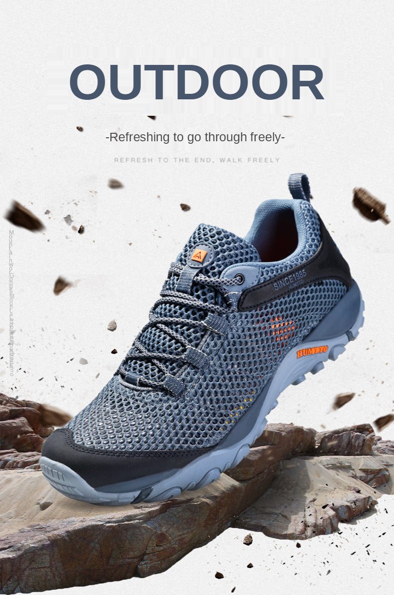 HUMTTO New Summer Hiking Sneakers for Men Breathable Outdoor Trekking Sport Shoes Climbing Hunting Walking Shoes for Men