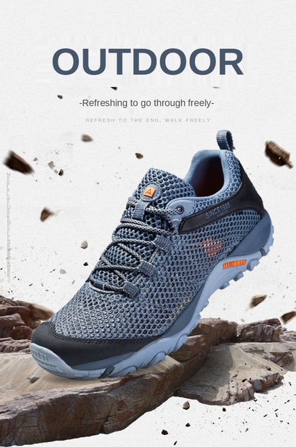 HUMTTO New Summer Hiking Sneakers for Men Breathable Outdoor Trekking Sport Shoes Climbing Hunting Walking Shoes for Men