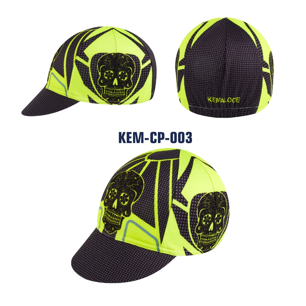 KEMALOCE Men Cycling Cap Anti-UV Summer Elastic Quick Dry Bike Cap 2023 White/Black/Blue Mesh Outdoor Breathable Cycling Hat