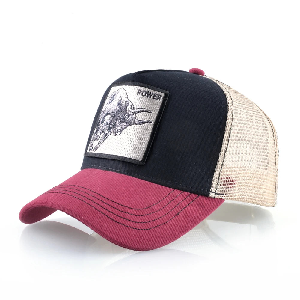 K Baseball Caps Men Snapback Hip Hop Trucker Cap With Embroidery Bull Patch Four Seasons Breathable Mesh Trucker Hat For Women