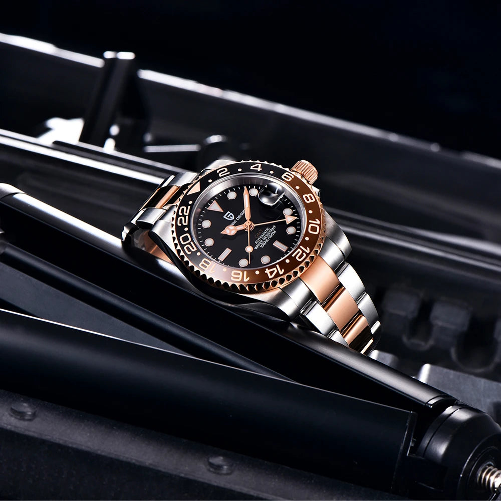 2025 New PAGANI DESIGN Luxurys Men Mechanical Watches Stainless Steel GMT Watch Top Brand Sapphire Glass Men for Watch PD-1662