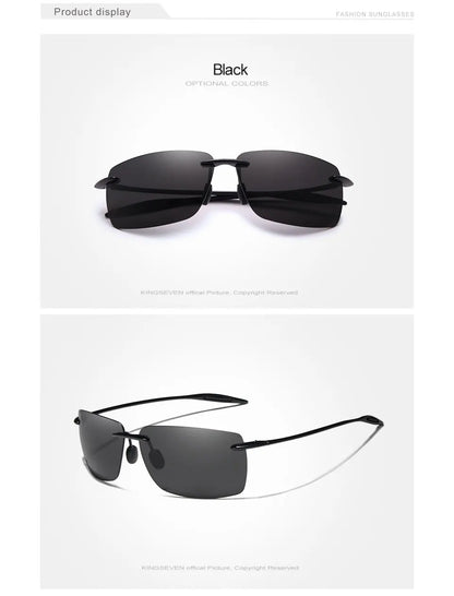 KINGSEVEN Brand Polarized Sunglasses Men Fashion Rimless Lens Driving Square Sun Glasses Male Women TR90 Goggle Zonnebril