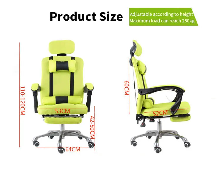 Sedia da gaming per computer e home office in mesh con poggiapiedi, reclinabile per la pausa pranzo, girevole, regolabile in altezza, con poggiatesta BR-10