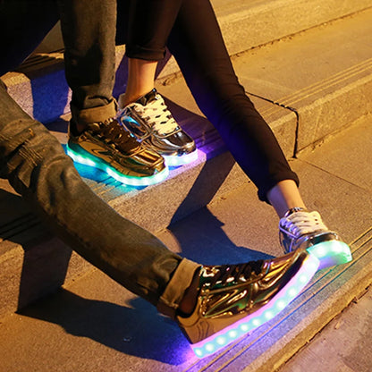 Men's Shoes Glowing Light LED Women Spring Fashion Casual Sport Lamp Party Golden Silver Boots Luminous Dancing Flats Sneakers