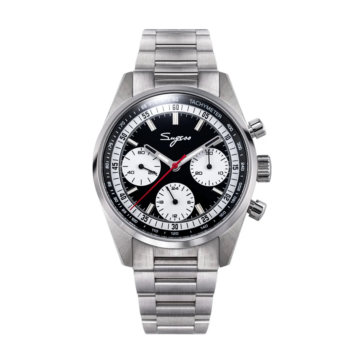 Sugess Mens Watch 38mm Chronograph Mechanical Wristwatches Tianjin Gooseneck Movement Sapphire Crystal Roulette Dial S465 new