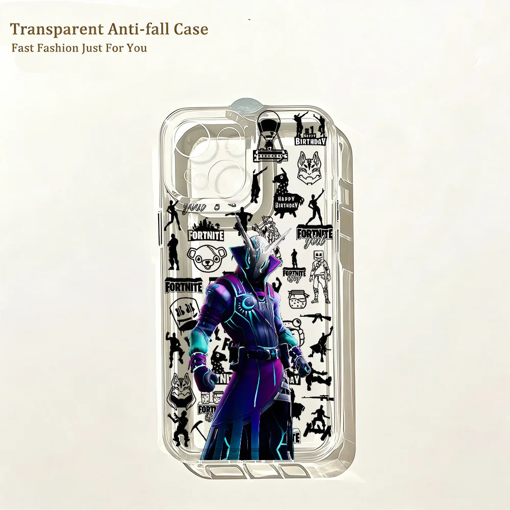 Hot Game F-Fortnites Phone Case for IPhone 17e 17 16 16e 15 14 13 12 11 Mini Pro Max X XR XSMax 7 8 Air Plus Clear Back Cover