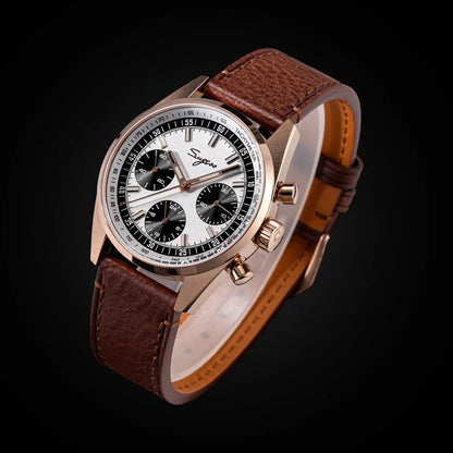 Sugess Mens Watch 38mm Chronograph Mechanical Wristwatches Tianjin Gooseneck Movement Sapphire Crystal Roulette Dial S465 new