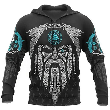 2024 Mens Hoodies Eagle Tattoo Pattern Vikings 3D Printed Fashion Casual Harajuku Hip Hop Autumn And Winter Oversized Sudaderas, Produit gaming premium Fraquane, équipement gamer