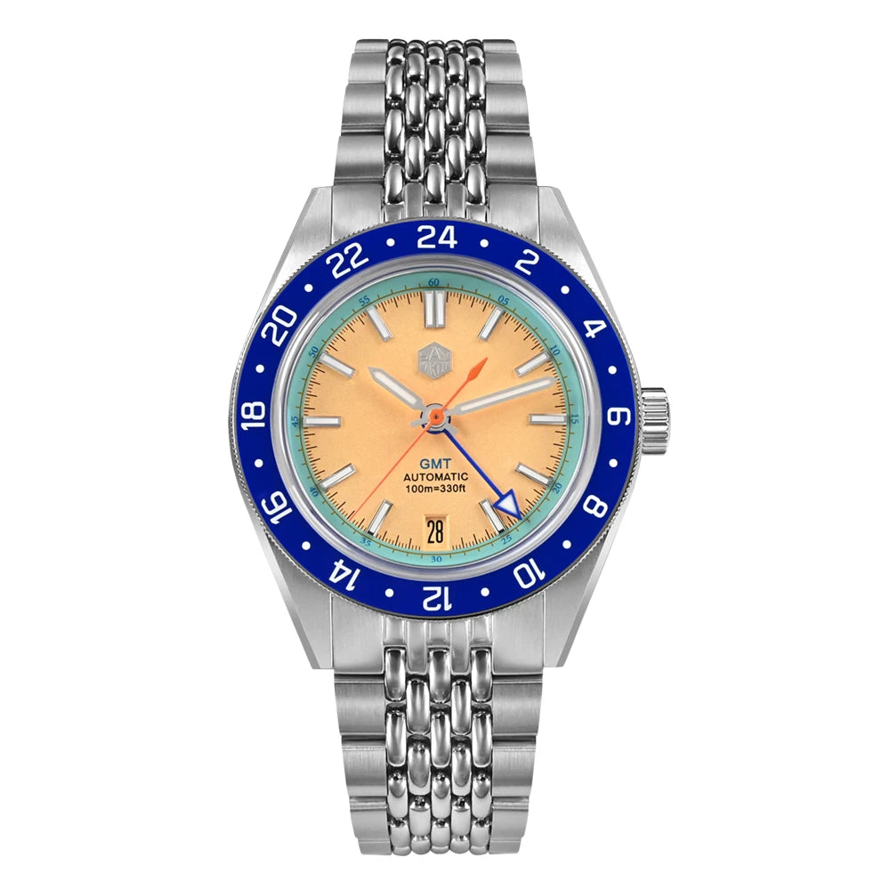 San Martin 39.5mm Limited Edition Full Lume Dial Automatic Men's Watch NH34 GMT 6H Date 10Bar Luxury Watch SN0116W