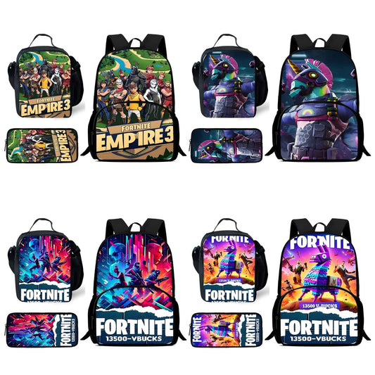 Set scuola classico FortniteS per bambini: zaino, borsa pranzo e astuccio, borse scolastiche capienti per bambino e bambina, idea regalo perfetta