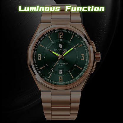 SAPPHERO Luxury Men's Watches Date Display Stainless Steel Watch Strap Men's Gifts Travel Essentials Waterproof Wristwatch