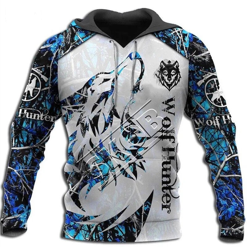Modna jesenska kapuca z motivom leva in volka, bela tigrska koža, 3D-potisk po celotni površini, moška majica z dolgimi rokavi, unisex pulover, casual jakna