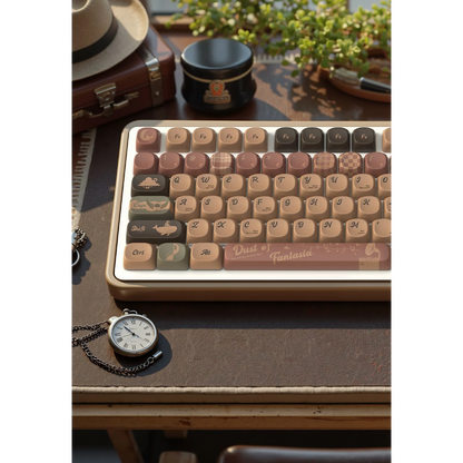 Coffee, Fantasy Dust MOA Keycap PBT 112 Key, Customized for 60/84/98/108MX Switch Mechanical Keyboard