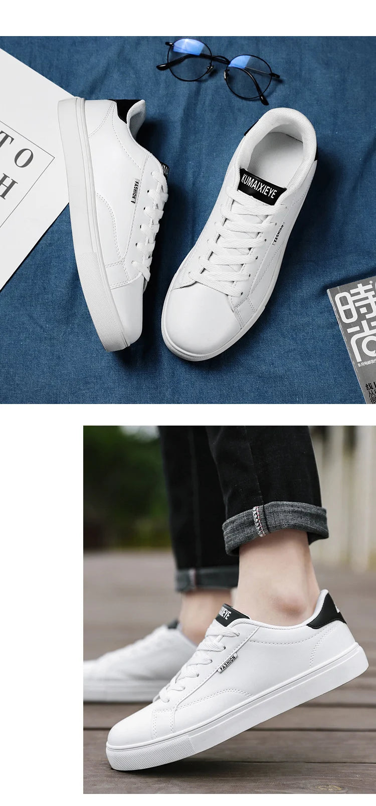 Men's Casual Skateboarding Shoes White Outdoor Leisure Sneakers Breathable Walking Shoes Flat Shoes Chaussure Homme 39-48