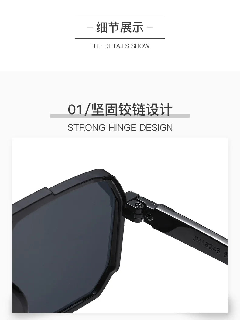 Trendy Women Luxury Polygonal Sunglasses Double Beam Men Metal Sunglass Outdoor Driving Shade Unisex