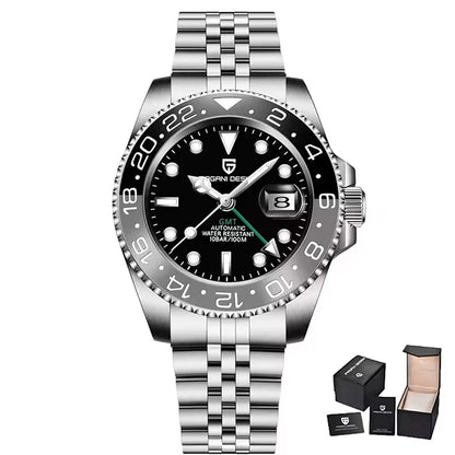 GMT Wristwatch PAGANI DESIGN Automatic Watch 40mm Mens Watch Top Brand Mechanical Watch 100M Waterproof Luminous Watches PD-1662