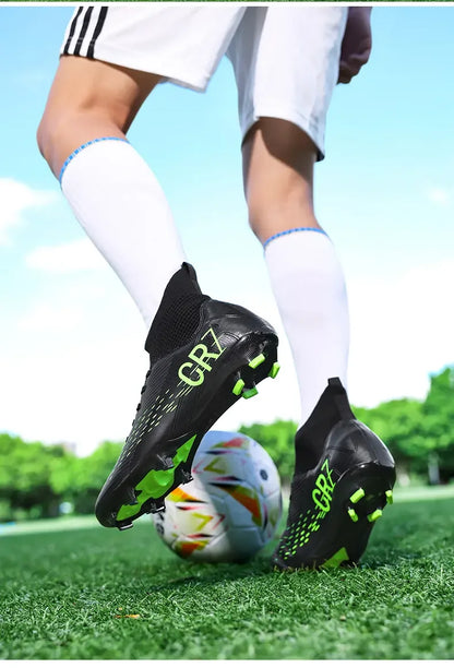 Chuteiras de Futebol de Treino TF com Pitons Longos, Resistentes ao Desgaste, Respiráveis, para Terreno Firme, Jogo ao Ar Livre e Treino