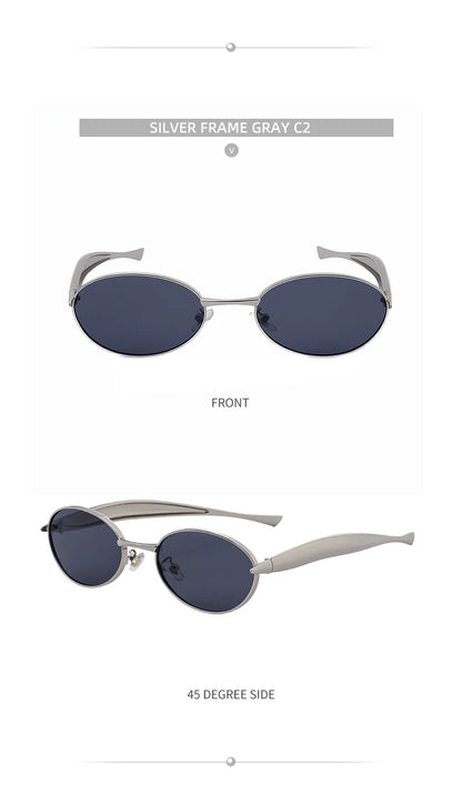 Sexy Small Oval Punk Sunglasses Women 2026 Luxury Vintage Steampunk Metal Frame Sun Glasses For Ladies Trendy Traveling Shades