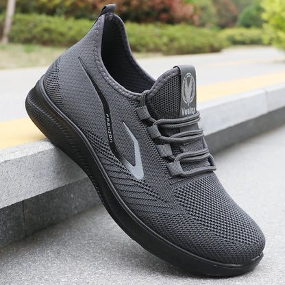Men's Fashionable Solid Woven Knitted Running Shoes - Lightweight, Breathable, Non-Slip - Perfect Sports Shoes for Outdoors