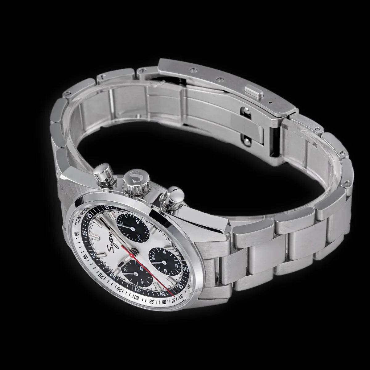 Sugess Mens Watch 38mm Chronograph Mechanical Wristwatches Tianjin Gooseneck Movement Sapphire Crystal Roulette Dial S465 new