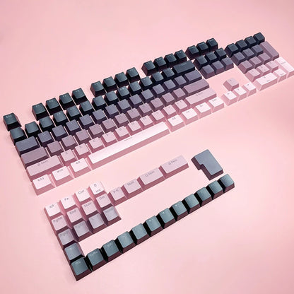 Teclas Gamer RGB retroiluminadas em degradé para teclado mecânico com switch MX, perfil OEM, PBT, branco e azul, layout ISO, teclas DIY
