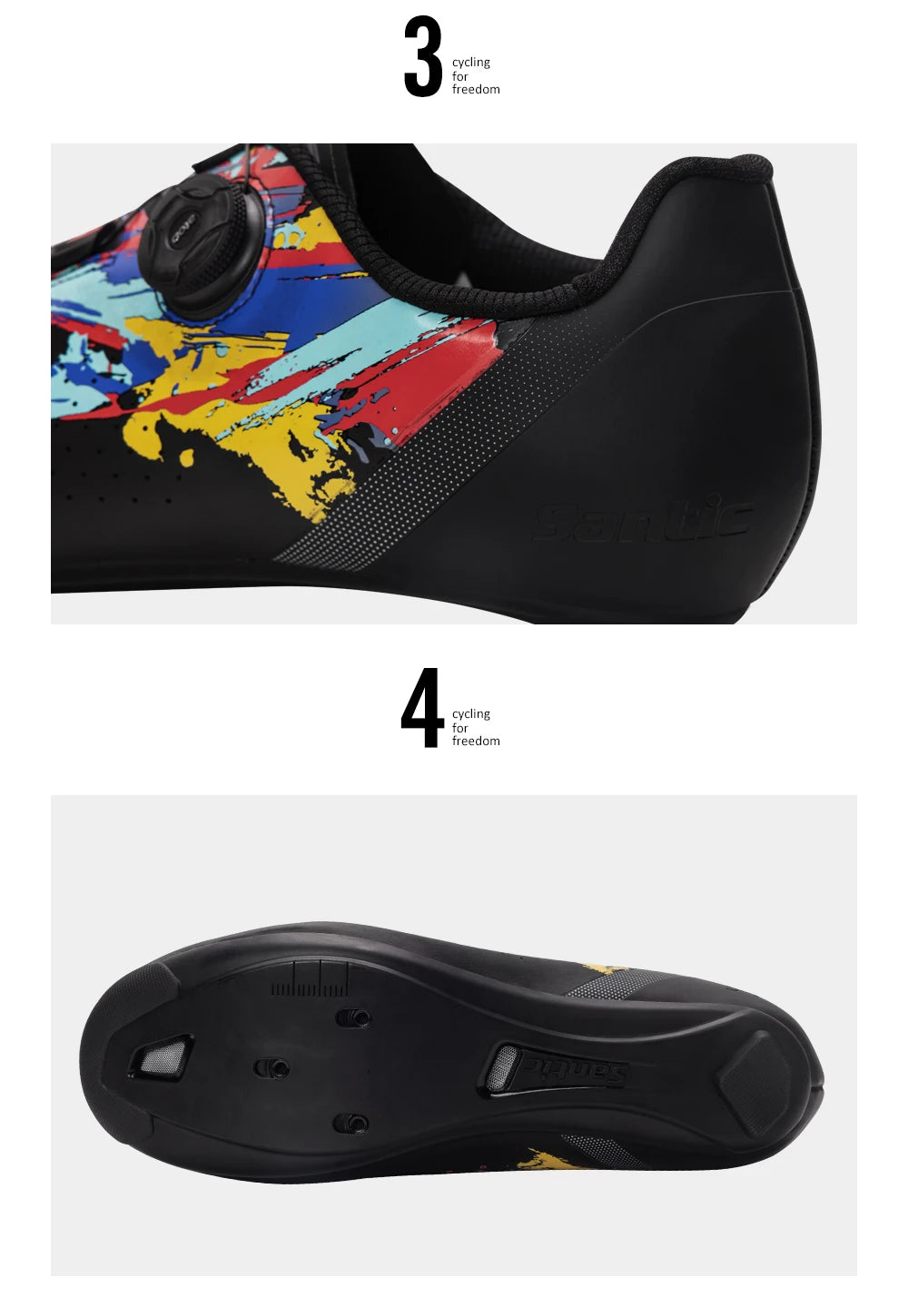Santic Mens Cycling Shoes 2025 New Glass Fiber Nylon Sole Outdoor Pro Road Racing Shoes Auto-lock Road Riding Bicycle Sneakers