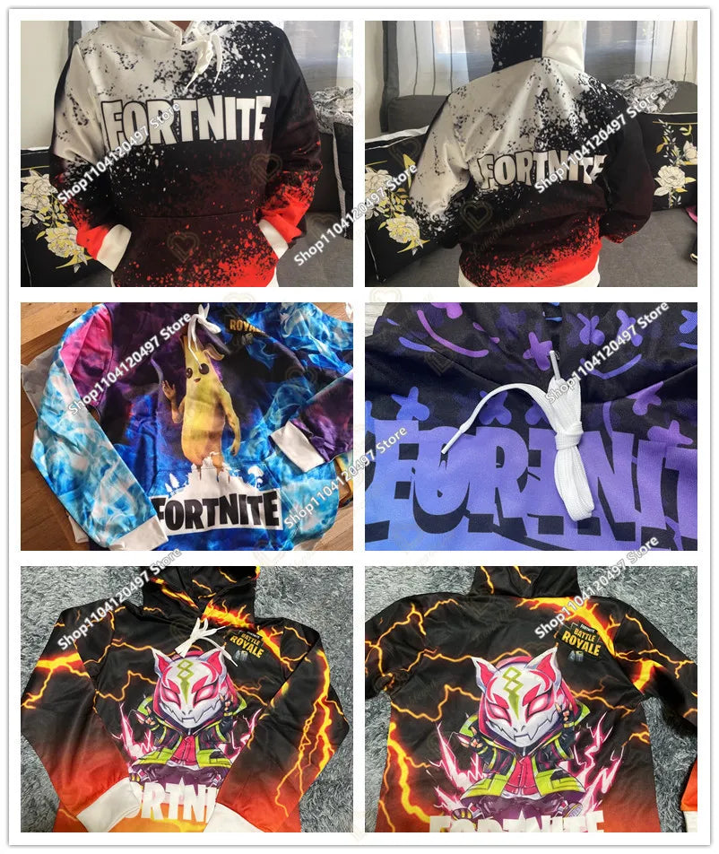 2-14Y Sweatshirt Fortnite Child Print Hoodie Sweatshirts Boys Girls Fashion Harajuku Jacket Kids Clothes Games Cosplay Costume