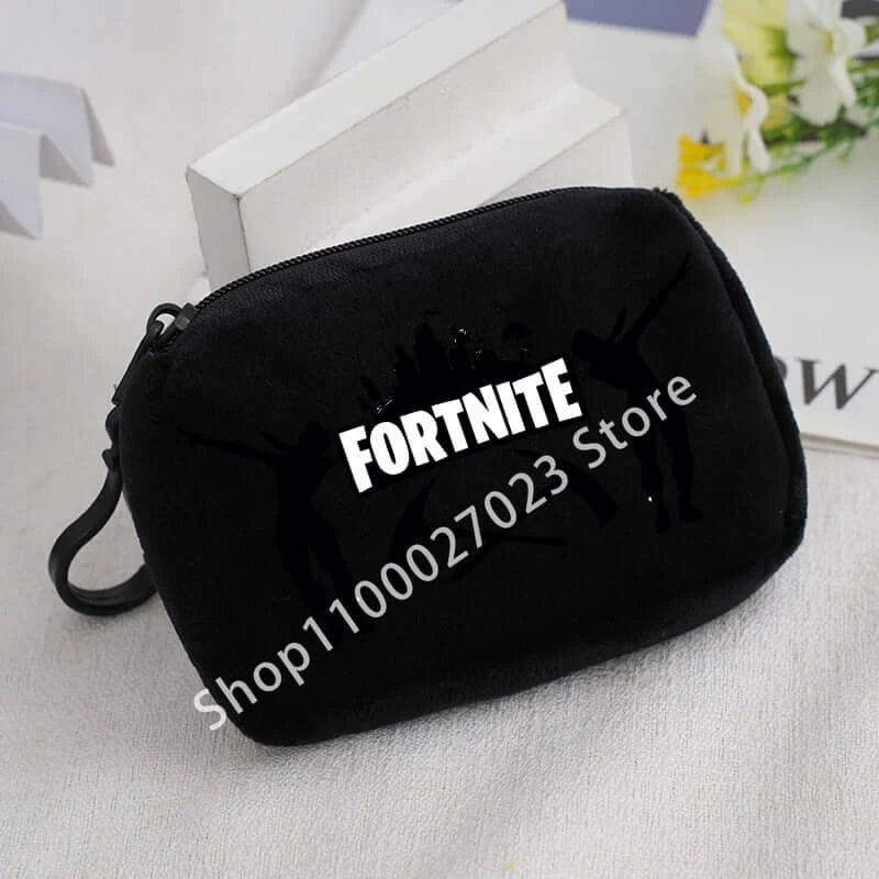 Portamonete in peluche Fortnite per bambini e bambine, portafoglio portatile carino e alla moda, borsa porta carte d’identità in stile cartoon e anime, regalo di compleanno per bambini