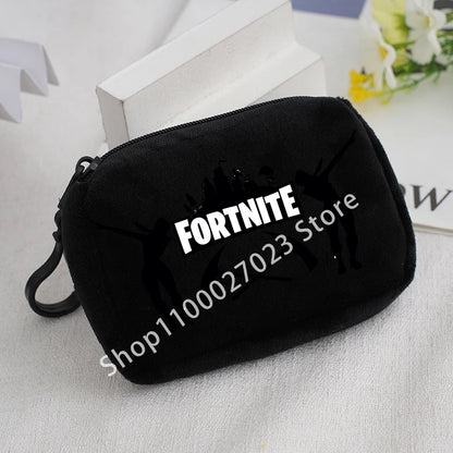 Portamonete in peluche Fortnite per bambini e bambine, portafoglio portatile carino e alla moda, borsa porta carte d’identità in stile cartoon e anime, regalo di compleanno per bambini