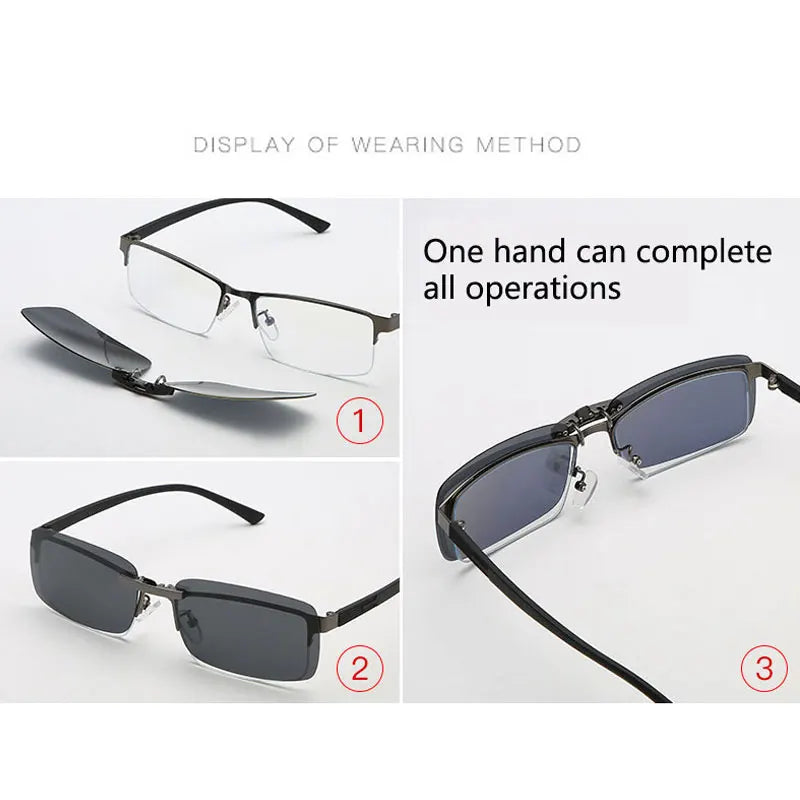 BOYSEEN Polarized Clip Sunglasses Driving Day Night Vision Lens Unisex Sport Fishing Myopia Glasses Men Women Travel Outdoor
