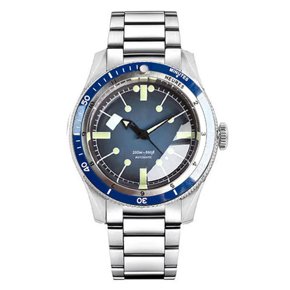 Tandorio NH35A PT5000 Mechanical Mens Watch 20BAR Waterproof Sapphire Luminous Red Black Dial Stainless Steel Bracelet New Clock