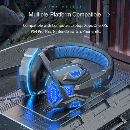 Auriculares gaming HOMEFISH SY830MV RGB con micrófono – Auriculares gaming over-ear con cable para PC, PS5, Xbox y Nintendo Switch, auriculares esports ligeros con sonido envolvente 3D