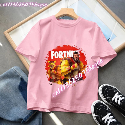 Fortnites Series Summer-børnetøj, hot game T-shirt til drenge og piger, tegneserieprint, kortærmede toppe til børn, sjove fødselsdagsgaver