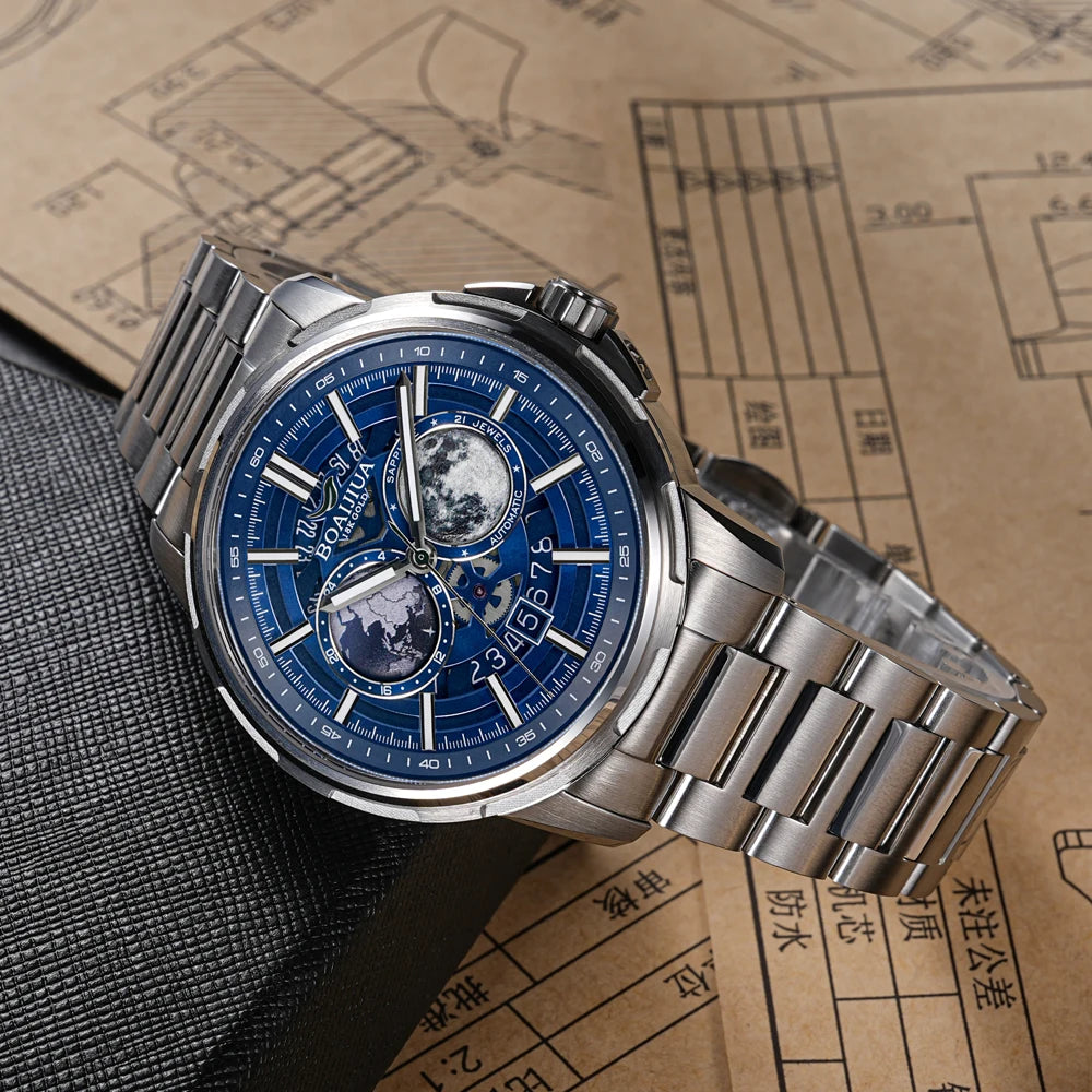 BORIAGE (BOAIJIUA) Automatic Mechanical Watch Creative Starry Sky Watch Water Resistant Mechanical Watches Birthday Gift for Men