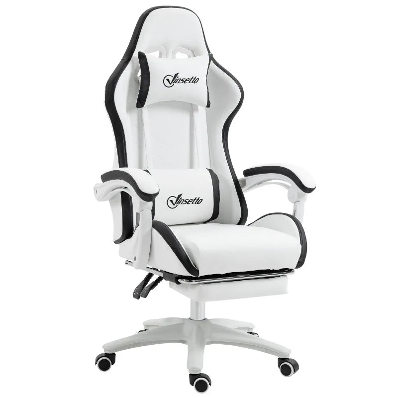 Ergonomic Leather Gaming Chair with 135° Reclining, 360° Swivel, Footrest, Adjustable Height, Comfortable Office & PC Gaming Chair