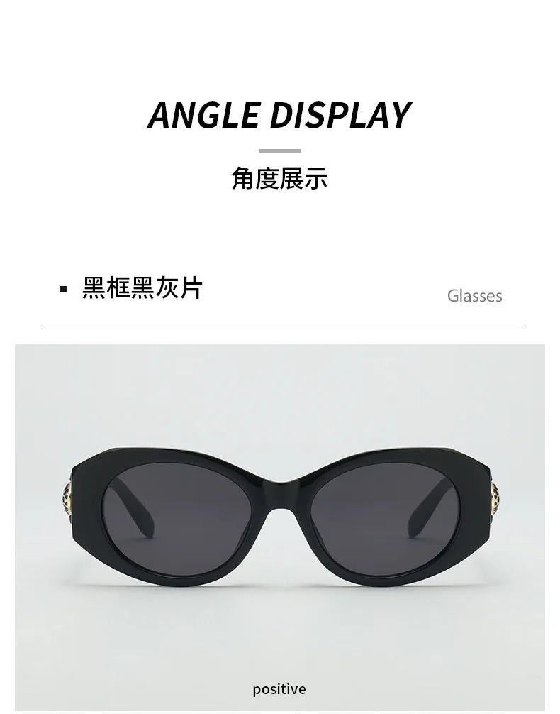 2026 New Oval-Shaped Sunglasses with a European and American Style, Featuring a Unique Metal Snake Head Design, Cross-Border Fashion Versatile Sunglasses for Women with a High-End Feel