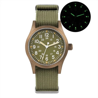 Militado ML05 Military Watch VH31 Sweep Quartz Movement Top Hat Domed Sapphire Crystal Vintage Watch 100m Waterproof Mens Watch