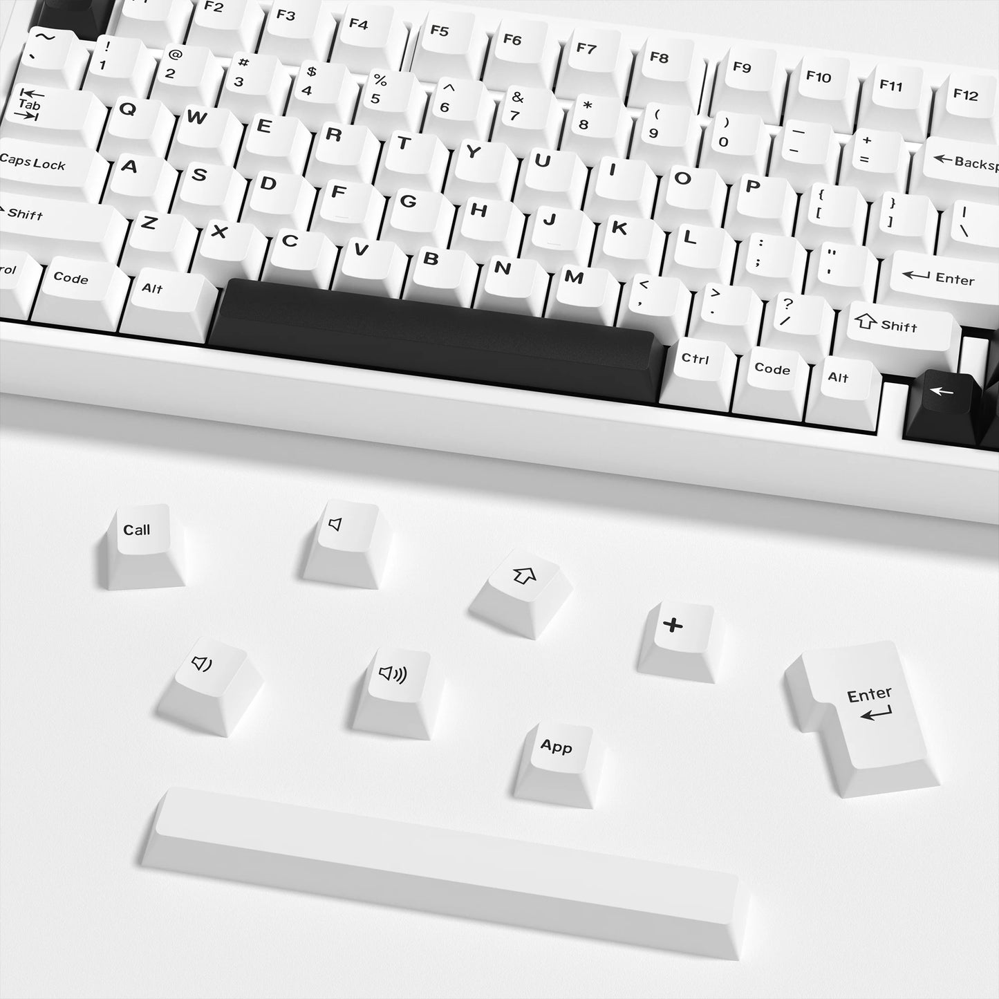 KBDiy GMK BOW Keycaps Cherry Profile Retro White And Black Double Shot PBT Keycap 7u for Mechanical Gaming Keyboard Key Caps Set