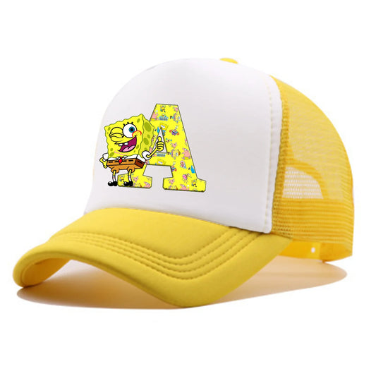 Spongebobs Baseball Cap for Kids Adult Cartoon Letter Mesh Cap Kawaii  Peaked Hat Yellow Summer Cap Girls Boys Accessories Gift