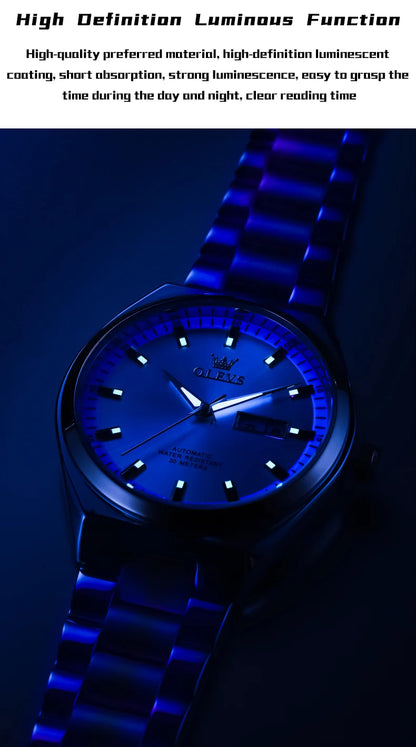 OLEVS Top Brand Luxury Automatic Watches Men Waterproof Watches 316L Steel Business Mechanical Men's Watch relogios masculino