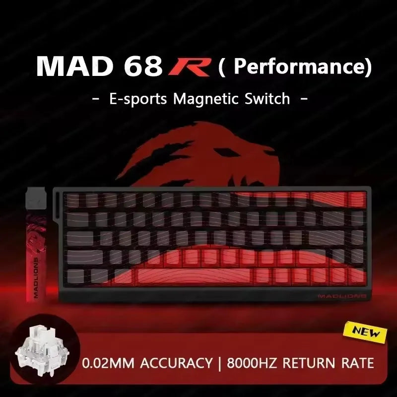 MADLIONS MAD 60/68HE Gaming Magnetic Switch Keyboard Wired Key Web Drive Custom 8K 61/68 Return RT Adjustable Keystroke Hot Swap