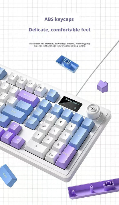 SANGEE Wired 98 Keys Keyboard Mouse Combo with LCD Screen Mechanical Feel RGB Backlit Silent Gaming Office Kit for PC Laptop