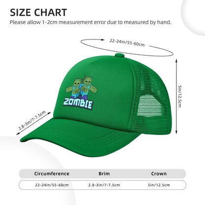 Voksen Creepers Zombie fjendtlig mob-karakter Trucker-kasket Mesh-baseballkasket Polyesterhat Solkasket Justerbare golfkasketter Sommer
